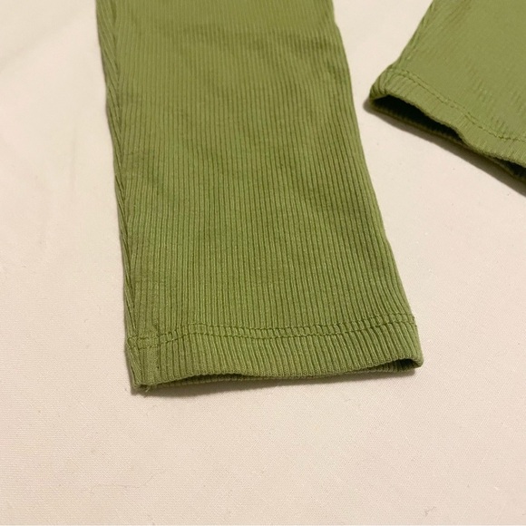 Zara Green Long Sleeve Crop Top Collard Shirt Size Medium - Picture 5 of 15